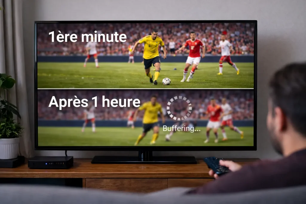 iptv qualität nach 1 stunde nutzung mit verzögerung und buffering im vergleich zum start