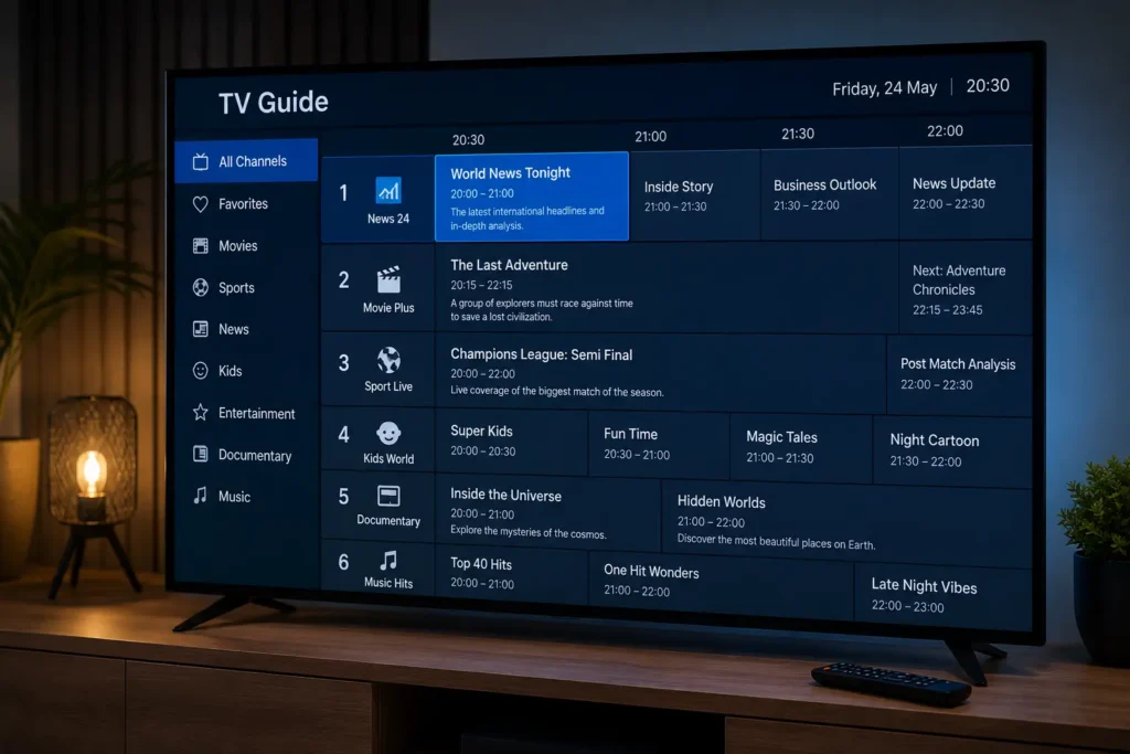 IPTV EPG Deutsch mit übersichtlichem Programmguide und Senderübersicht