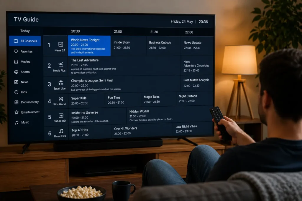 IPTV Programmguide mit übersichtlicher Sendersuche und aktuellen Programmdaten