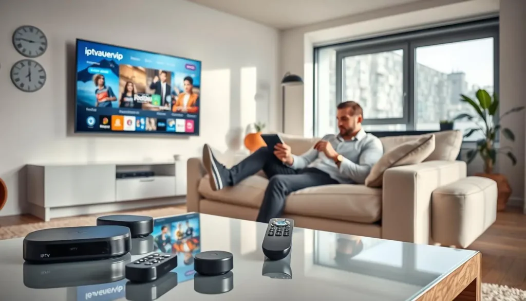 Smart One IPTV Nutzung auf Smart TV im modernen Wohnzimmer