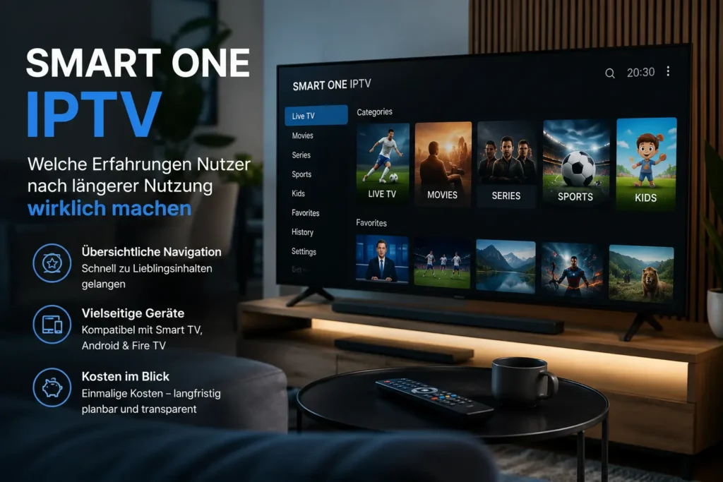 Smart One IPTV mit übersichtlicher Navigation auf einem modernen Smart TV